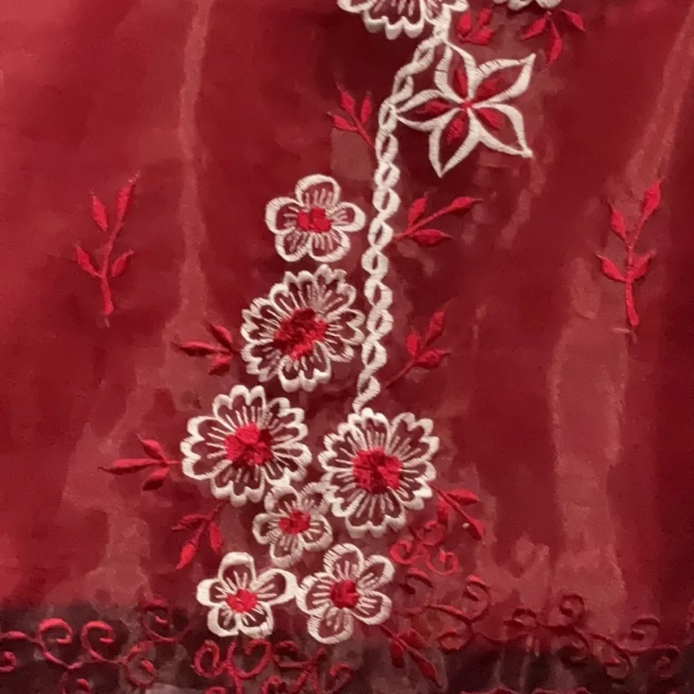 Red Floral Embroidered Top - Picture 2 of 6